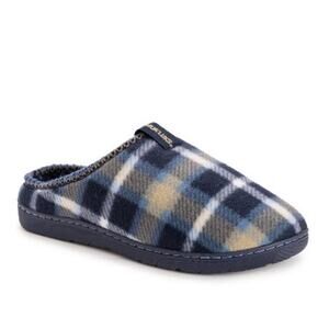 MUK LUKS Men's Fleece Comfort Clog Slipper Size Large (11-12) Navy Plaid